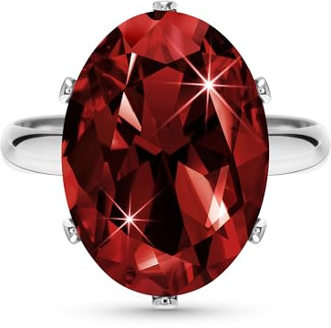 Linawe Rot Ringe Frauen, Silber Granat Schmuck Ring Verstellbar, Moissanite Diamant Fingerring Damen, Grosse Groessen Statement Damenringe, Modeschmuck Jewelry