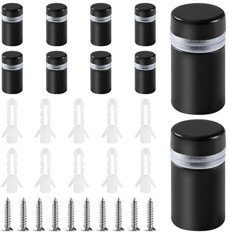 YIXISI Lot de 10 vis publicitaires 12×20 mm inox - Entretoises verre - Panneaux d'affichage - Noir