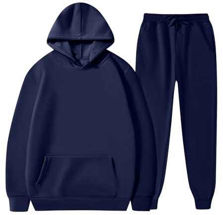 Generisch Herren Jogging Set, Kapuzenpullover Und Jogginghose, Bequemes Sweatshirt In Für Freizeit Und Sport, Blau, L