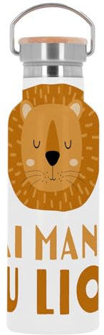 Bouteille Inox Gourde Thermo Isotherme - J'ai mangé du Lion Enfant Dessin - 500 ml (17 oz)