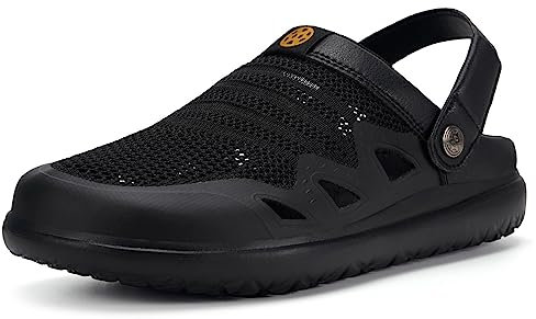 Zuecos Unisex Hombres Mujeres Zapatillas de Playa Sandalias Piscina Vernano Respirable Malla Antideslizante Ligero Casual Pantuflas,Negro,42 EU