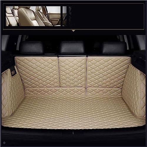 Alfombrilla de Maletero de Coche de Cobertura Completa para Peugeot 5008 7 Seats 2017-2023,Bandeja de Carga,Interior de Cuero,A-Beige