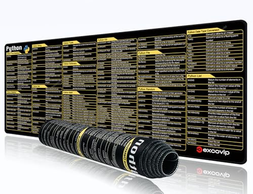 excovip Große Maus Pad XL Einzigartige Schreibtisch Maus Matte mit eingebautem Python Cheat Sheet Einfach zu reinigen Maus und Tastatur Pad mit umfassendem Python Shortcut