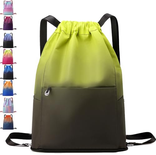 AUNGKWANG Turnbeutel Sportbeutel Mädchen Jungen, Waterproof Colour Gradient Sports Bag, Faltbar Große Kapazität Beutel mit Kordelzug Rucksack, Sportrucksack, 31 * 14 * 46 cm Große Kinder Sporttasche