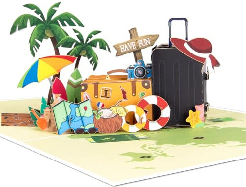 DLYMXGC Reise-Pop-Up-3D-Grußkarten mit Blanko-Notiz und Umschlag, ideales Geschenk für Freundschaft, Liebe, Jahrestag, besondere Momente, inspirierend, Geburtstag, Urlaub, Party