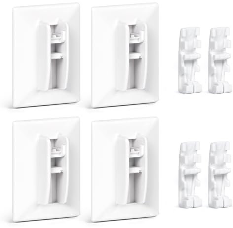 Jalousiescout Klebeplatte mit Klemmschuh für Elegance Plissees– Universeller Klebeträger für Plissees – Bohrenfreie Montage am PVC-Fenster, weiß, 4 Stück