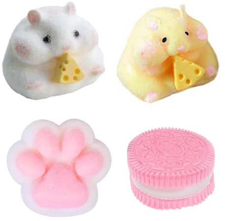 4 juguetes antiestrés para aliviar el estrés, Fufu Squishy, Taba Squishy, divertido juguete antiestrés para adultos, pelota antiestrés, juguete antiestrés para niños