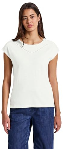 Street One Damen 3226375 Shirt mit Dekotape, Off White, 46