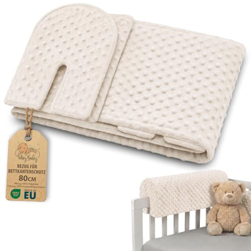 Bezug für Bettkantenschutz für Kinderbetten 80 cm - Schutz für Bettrahmen Baby Bett rausfallschutz boxspringbett bettgitter Kantenschutz Kinder Babybett Zertifikat Oeko-Tex Hellbeige