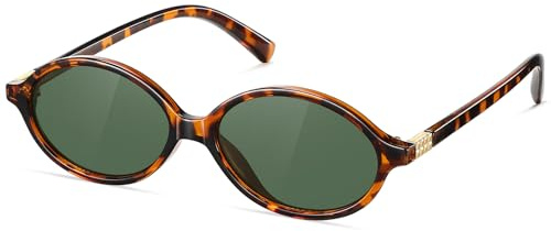CHAOSELF Retro Ovale Sonnenbrille für Damen Trendige Leichte Schmale Schicke Cat-Eye 90er Kleine Vintage Brille UV400 Schutz