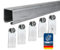 ATTAS Kit complet de système de porte coulissante 400 cm – Rails avec roulettes pour portes et portails coulissants – Robuste et résistant aux intempéries – Avec chariot de course et ferrure