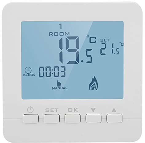Gas Fireplace Magnetic Thermostat 2 Wire,Tbest Room Thermostats for Central Heating,Programmable Thermostat Digital Lcd Display Smart Temperature Controller 5A