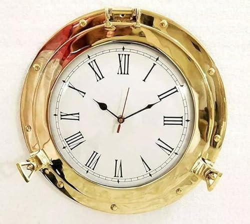 20 Antique Porthole Clock Marine Brass Ship Nautical Wall Clock Home Decorative
