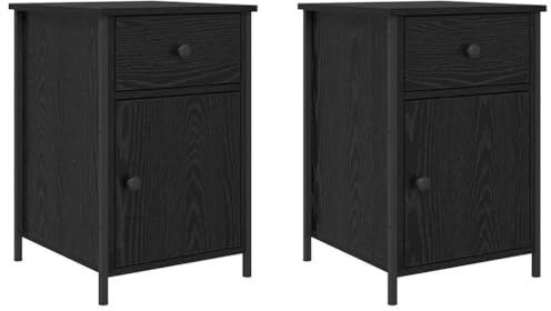 vidaXL Nachttisch 2 STK. Schwarz Eichen-Optik 40 x 42 x 60 cm