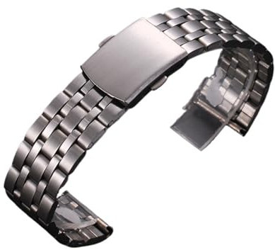 NKCVEZBW Kompatibel mit Uhrenarmbändern aus Edelstahl, Universal-Armband, Faltschließe, kompatibel mit Damen-Armband, 18 mm, 20 mm, 22 mm, Uhrengürtel-Zubehör(5 Flat Silver,22mm)