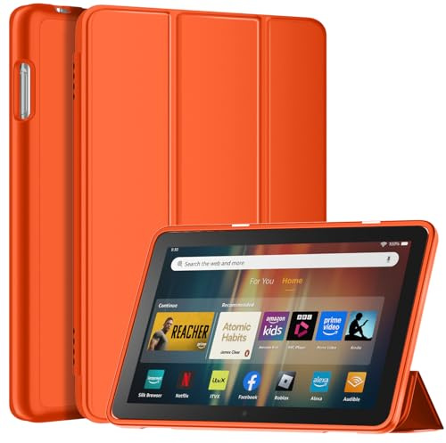 Sonlaryin Slim Soft TPU Back Smart Stand Protective Cover with Auto Wake/Sleep, Compatible with iPad- Tangerine Orange