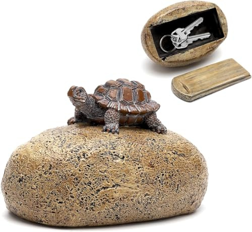 Schlüsselversteck Für Draußen, Stein Schlüsselversteck Schlüsselstein mit Geheimfach, Gefälschter Steins Fühlt Sich An Und Sieht Aus Wie Ein Echter Steins, Schlüsselsafe Aussen (Schildkröte)