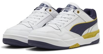 PUMA Erwachsene Rebound Retro Sneakers 43, White Deep Plum Dazzling Yellow Purple
