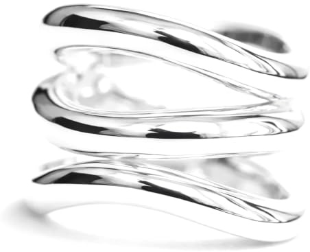 Sovats 925 Sterlingsilber Dreifach Wellen Ring, Offener Wickel Größe 56