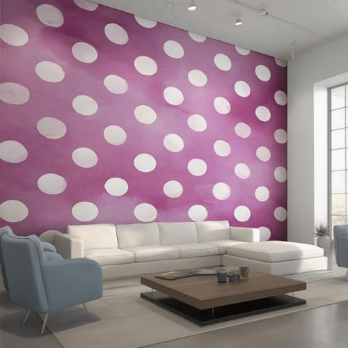 Purple Polka Dot Wallpaper Purple, Geometic Circle Wall Paper for Bedrooms, Home Decor Photo Wallpaper for Living Room 280x200 Non-Woven Wall Mural W27