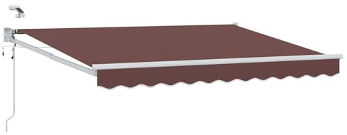 vidaXL Elektrische ausziehbare Markise Braun 3 x 2 m, Automatisches ausfahrbares Sonnendach, moderner Aluminium-Vordach, LED-Beleuchtung, entspannender Schatten