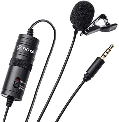 BOYA BY-M1 3.5mm Lavalier Condenser Microphone - with AriMic Windscreen Windshield for Smartphones Dslr Recorder Camcorders
