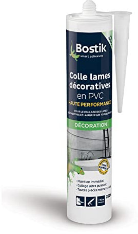 Bostik - Colle Lames Décoratives en PVC - Colle lambris PVC - Application murale - Intérieur & Extérieur -Cartouche 290 ml - Blanc