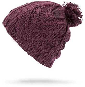 Volcom Damen Classic Fit Leaf Pattern Snow Beanie-Mtze, Merlot, Einheitsgröße