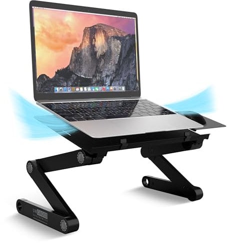WorkEZ BEST Adjustable Laptop Stand and Lap Desk for Laptop Adjustable Laptop Desk for Lap Aluminum Laptop Stand for Bed Laptop Cooling Stand Laptop Holder desk for bed desktop stand computer lap desk