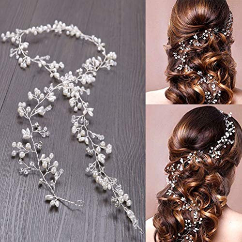 WOWOSS Bandeaux de Mariage Accessoires Cristaux et Strass pour Mariée Accessoires de Cheveux, Bijoux Mode Arceau et Accessoires (50cm)
