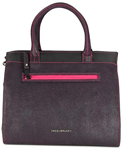 FREDsBRUDER Elliot Ledertasche Handtasche Henkeltasche Schultertasche - 30x25x17cm (B x H x T) (Purple)