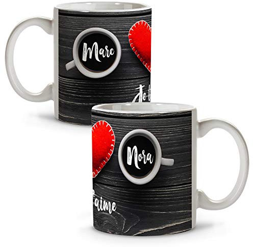 LolaPix Tasse Café Personnalisé avec Prénom ou Texte/Phrase. Cadeux Amoreux Personnalisés. Tasses Saint Valentin avec intérieur couleur. Tasse Personnalisé en Ceramique. Café