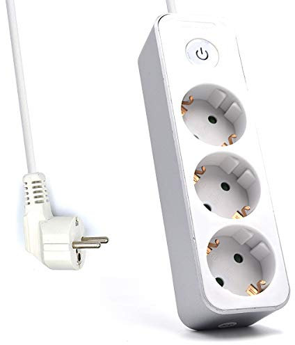 Welly EnjoyIT WY13163 - Multiprise Murale - 3 Sorties et 1 Prise Schuko de 16A - Avec Protection pour les Enfants - Interrupteur avec Lumière LED - Facile à Débrancher - Prolongateur de prise
