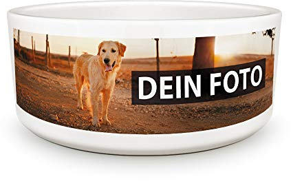 Hundenapf selbst individuell gestalten/Personalisierbar mit eigenem Foto Bedrucken/Fototasse/Motivtasse/Werbetasse/Firmentasse mit Logo/Hundenapf - 15 cm Durchmesser