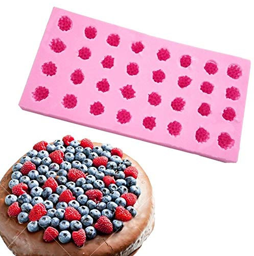 32 cavidades 3D de frambuesa morera para decoración de tartas de cubitos de hielo y chocolate, moldes de silicona para hornear