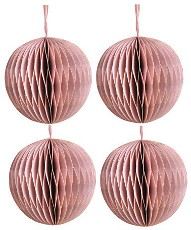 Schmucks HOME Weihnachtskugeln 4er Set aus Pappe, Christbaumkugeln Weihnachtsbaum Deko zum Aufhängen Weihnachten 10 cm rosa Gold (rosa)