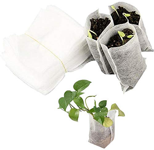 100pcs Sacchetti per Piante Non Tessute per Piante - Sacchi per Piante,Biodegradabili Non Tessuti Borse vivaio pianta Crescere Borse ambientali Tessuto piantina vasi (20 * 20CM)