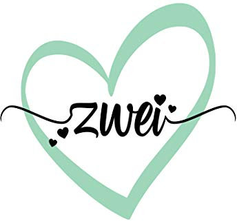 Bügelbild zum Geburtstag Herz mit Zahl Schriftzug zwei oder Wunschzahl, Wunschfarben und Material