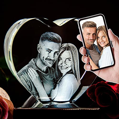 Cristal 3D Personalizado con Marco, Grabado con Láser - El Mejor Regalo Memorable para Conmemoraciones, Bodas y Cumpleaños