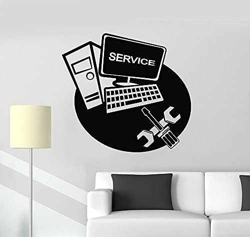QIANGTOU Computer Laptop Service Reparatur Aufkleber Schild Tür Fenster Aufkleber Business Shop Logo Wandaufkleber Abnehmbares Modernes Poster 42x39cm