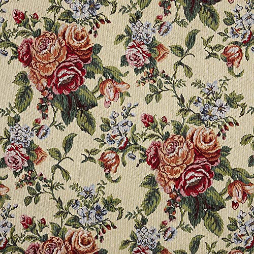 Kt KILOtela - Meterware, Jacquard, Gobelin, Polsterung, Dekoration, Breite 280 cm, Länge wählbar 50 in 50 cm, Rosal, Blumenmuster, Rot, Blau, Grün