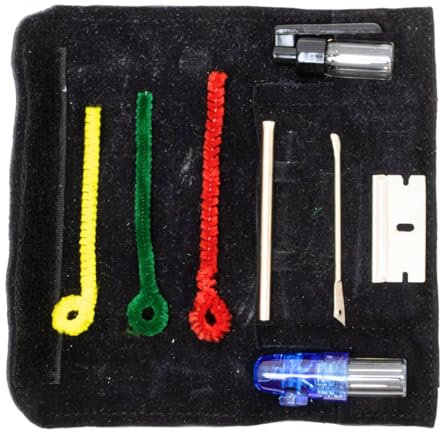Zieh Kit mit Röhrchen, Spiegel, Messer, Dosierer und Löffel Small - Ziehrohr Baller Rohr Nasenröhrchen Dosierung Schnupfrohr