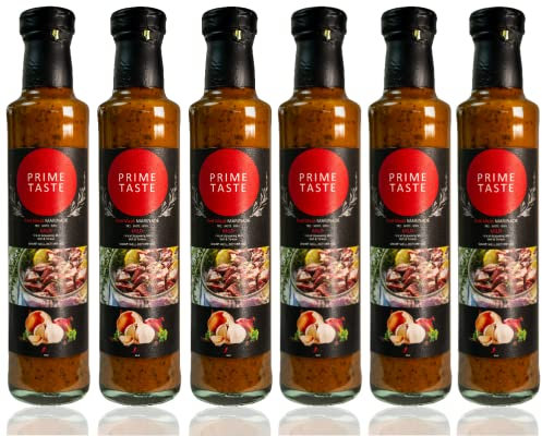 Defence 6 x Prime Taste - Rich BBQ Red Meat Marinade Sauce - Lamb/Beef Meat or Vegetables - Vegetarian Sauce - Fresh Ingredients - Pack of 6 x 250g