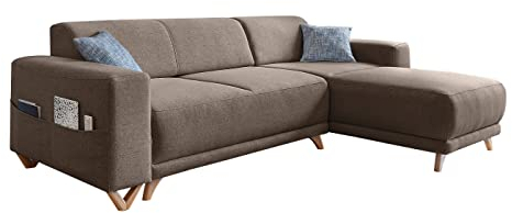 MIUFORM Ecksofa mit Schlaffunktion und Bettkasten Wendbar Wohnladschaft | Classy Sophie | Wohnladschaft Couch Schlafcouch (Taupe)