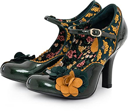 Ruby Shoo Quinn Mary Jane Scarpe con tacco alto in vernice, Verde foresta, 39 EU
