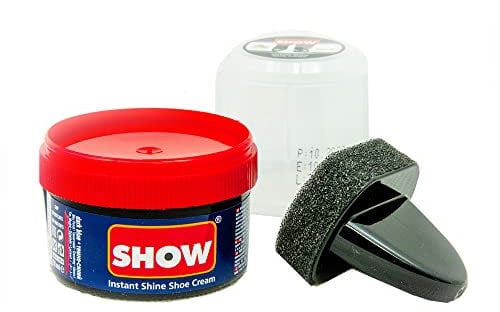 SHOW NAVY Instant Shine Shoe Polish Cream with Sponge for Shoes Boots Bags - Unisex 50ml 1 Unit Polish Cream - Leather Nourishment and Conditioner - Shoe Care Products