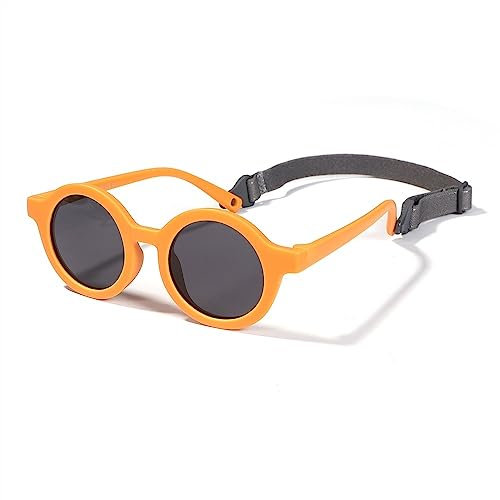 SXBCyan 0-36 Mois Bébé Lunettes De Soleil Rondes Polarisées Nuances En Caoutchouc Flexibles Avec Sangle For Tout-petit Nouveau-né Âges Du Nourrisson (Color : Yellow)