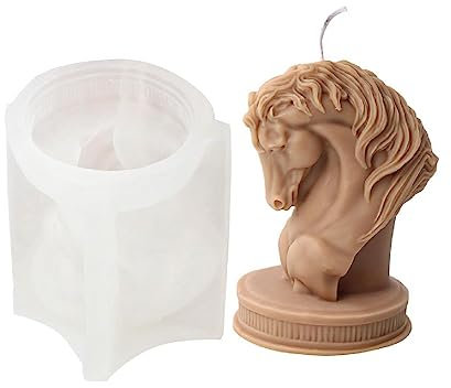 Silikonform mit Pferdekopf-Statue, Kerze, Büste, Reiten, Skulptur, Figur, Tier, Pony, Pferdekopf, Gipsharz, Silikon-Kerzenform
