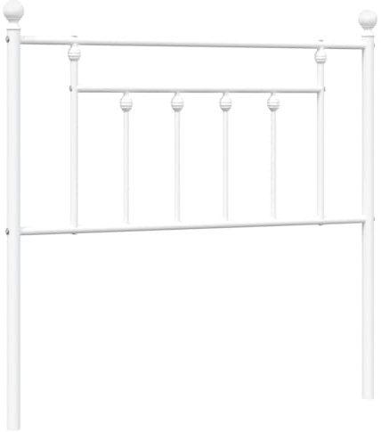 vidaXL Metal Headboard - Classic Design in White, Powder-Coated Steel Construction, with Excellent Back Support, Suitable for 90 cm Mattress