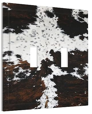 Western Farm Highland Cow Double Toggle Light Switch Cover Decorative 2 Gang Wall Plate Electrical Faceplate Switchplate Dimmer Plates for Farmhouse Bathroom Bedroom Living Room Bathroom Decor